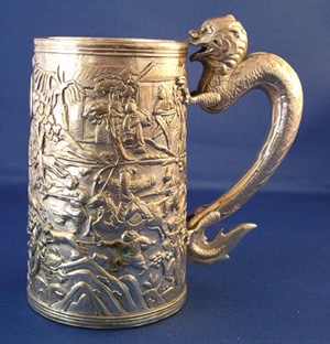 Chinese Export Silver Cann with Dragon Handle