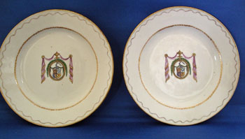 A Pair of Chinese Export  Armorial Porcelain Plates