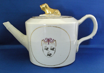 Armorial Tea Pot with British Lion Finial Arms of Booth