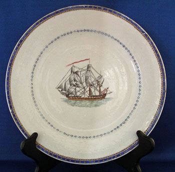 Chinese Export Ship Plate for the Danish Market