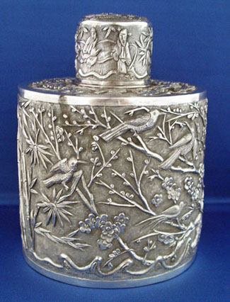 Very Large Chinese Silver Tea Cady