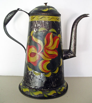 Paint Decorated Tin Coffee Pot