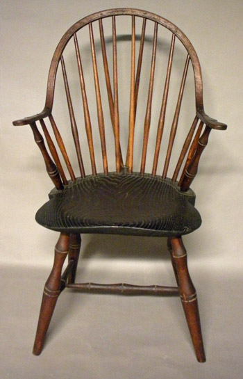 Brace Back Continuous Arm Windsor Chair Branded E. TRACY
