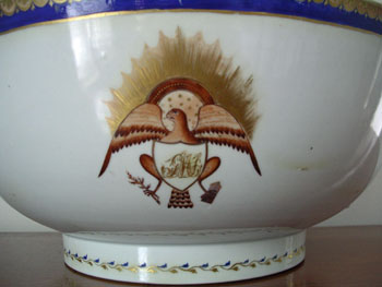 Huge Eagle Decorated Punch Bowl 14 3/4