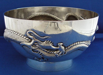 Chinese Silver Dragon Bowl