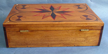 A Great Scrimshaw Inlaid Sailors Ditty Box