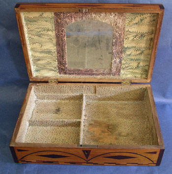 A Great Scrimshaw Inlaid Sailors Ditty Box