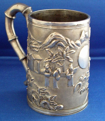 Antique Chinese Silver Cann by Luen Wo Shanghai