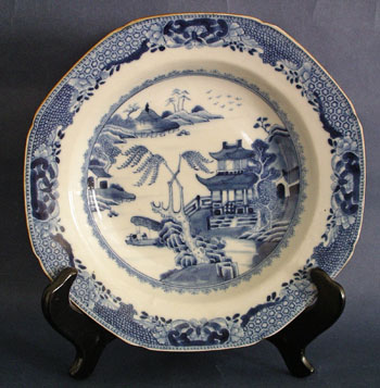 PAIR of Blue and White Chinese Export Soup Bowls