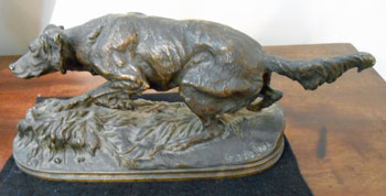 Bronze of a Setter on Point by Pierre Jules Mene (1810-1878)