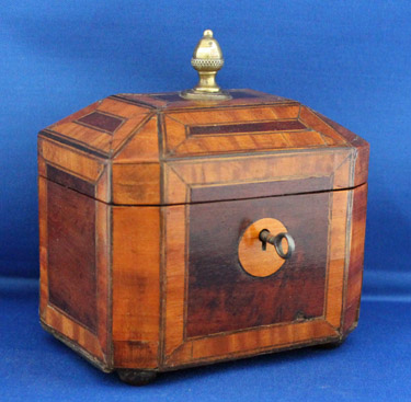 Inlaid Tea Caddy with Brass Finial
