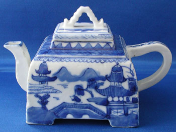 Rare Square Canton Tea Pot