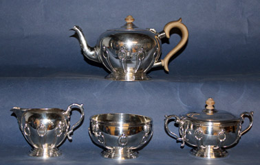 Four Piece Art Deco Sterling Tea Service by Crichton & Co.