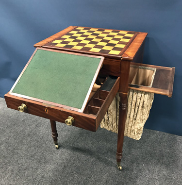 Two Drawer American Mahogany Gaming and Sewing Table