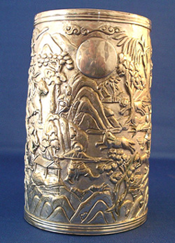 Chinese Export Silver Cann with Dragon Handle