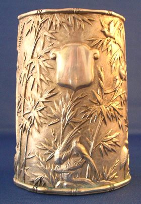 Chinese Export Silver Cann with Bamboo Decoration