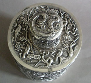 Very Large Chinese Silver Tea Cady