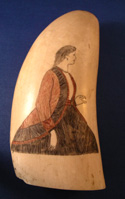 Antique Scrimshaw Tooth with a Woman