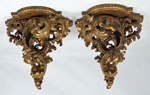 Large Pair of Gilt Carved Wooden Wall Brackets