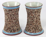 A Pair of Mocha Sand Decorated Vases
