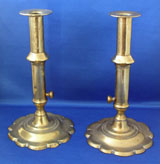 Pair of Queen Anne Petaled Base Push Up Candlesticks