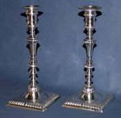 Tall Pair of English Sterling Candlesticks By William Cafe