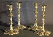 Matched Set of Four George III Silver Candlesticks