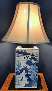 Large Chinese Export Tea Canister, now Mounted as a Lamp